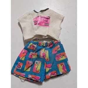 Ken Barbie‎ White Cotton T-Shirt - Vintage 1980s Shirt And Shorts Mattel Barbie